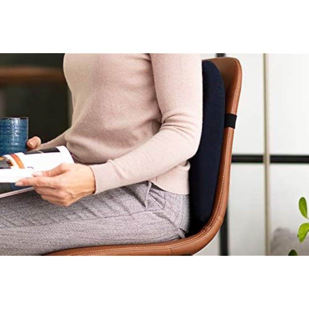 Tempur Cushion Lumbar Support for Chairs Supports the lower back Just place it on the backrest Posture support by adding it Height adjustable Backrest Lumbar support Body pressure distribution Chair pad Dark blue Approximately Width 36x Height 36x Thickn