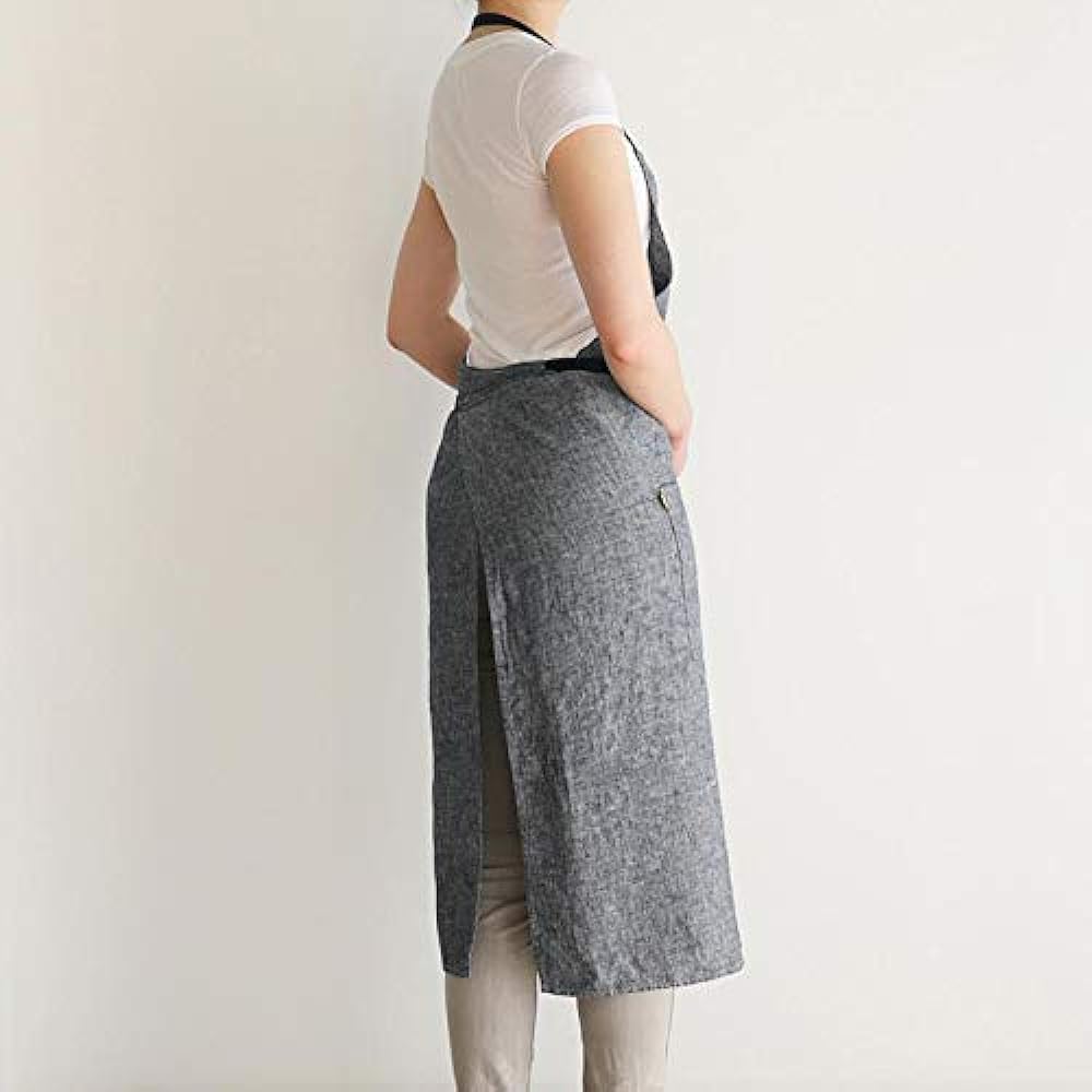 Linen full apron Manon <Blue Pastoral> A304 [Lino e Lina/Lino e Lina] Free Size
