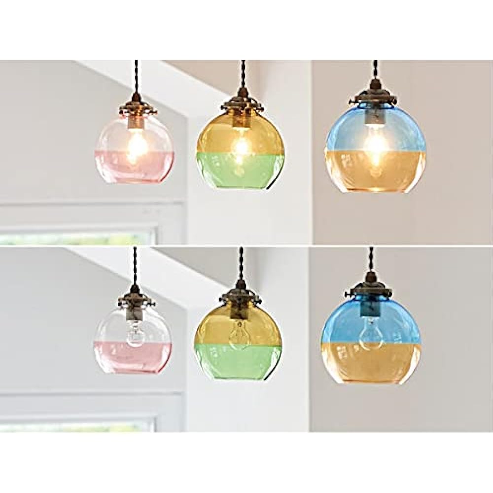Interform Pendant Light LT-1594BL Albica with LED Bulb Blue Glass Two Tone Gold