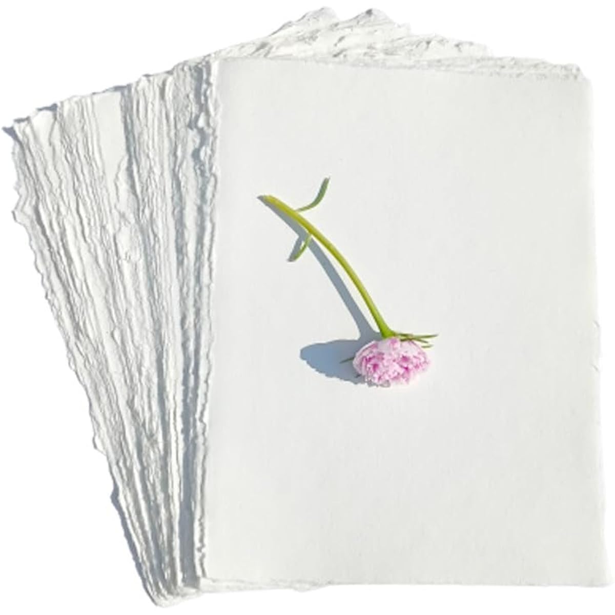 Habiller Deckle Edged Handmade Paper, Wedding Invitation Cardstock, Baby Shower Cards, Perfect for Calligraphy, Drawing, Watercolor Paper, Made from Cotton Rag, Off-White, Pack of 100 (4x9-100)