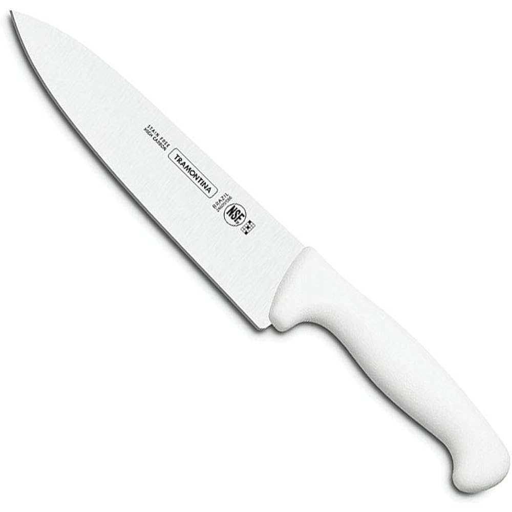 Tramontina Professional Master Antibacterial Handle Gyuto Knife 10 inches Ergonomic Polypropylene Handle White Antibacterial Colored Handle NSF Certified Dishwasher Safe Respect for the Aged Day Housewarming Gift Made in Brazil 24609/080 TRAMONTINA