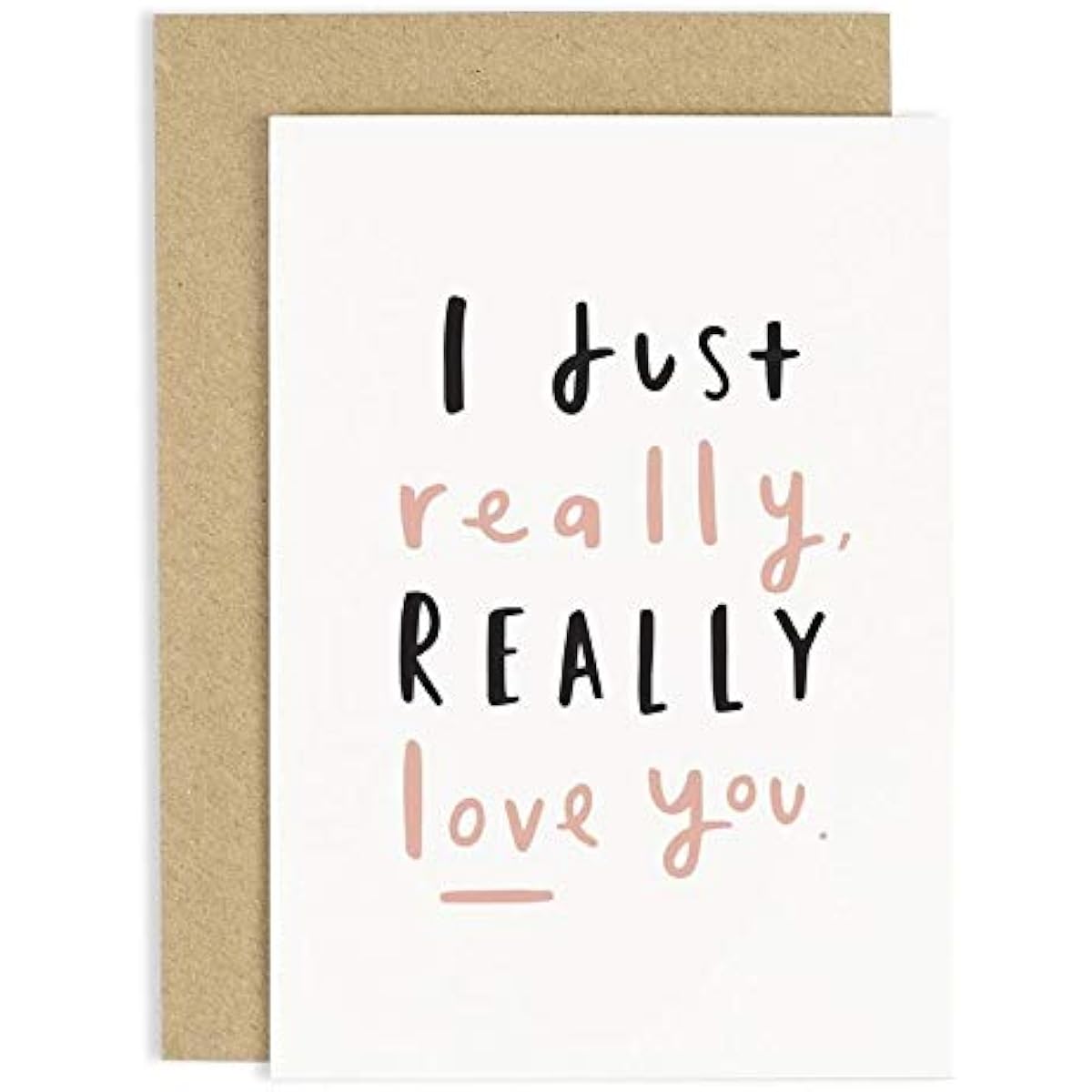 Old English Co. Really Really Love You Card - A6 Card | Fun Romantic Card for Valentine's Day, Anniversary, Wedding, Engagement | Blank Inside, Envelope Included