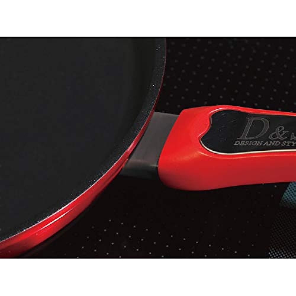 D&S PFOA-free, non-stick frying pan, IH compatible, 28cm lid included, 2-layer fluorine coating, thick bottom structure, non-stick, easy to clean, notifications when to add ingredients (thermo feel system) DSTF28-BKRE