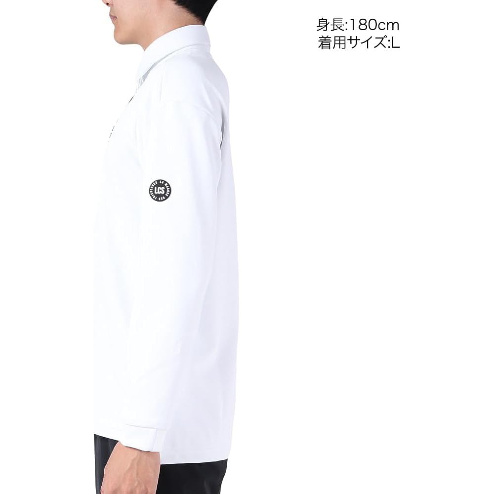 [Le Coq Sportif] Long Sleeve Shirt [Stretch Forcer] Standard One Point Fleece Lining Heat Navi Golf QGMWJB13 Men's