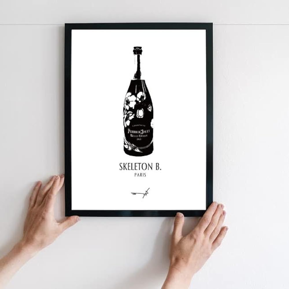 Poster A2 Art Poster Perrier-JOUET Belle Epoque Monochrome Monotone Stylish Interior Wall Champagne Bottle PERRIER-JOUET BELLE EPOQUE 2012 Black and White A2 Poster (594 x 420mm) No Frame