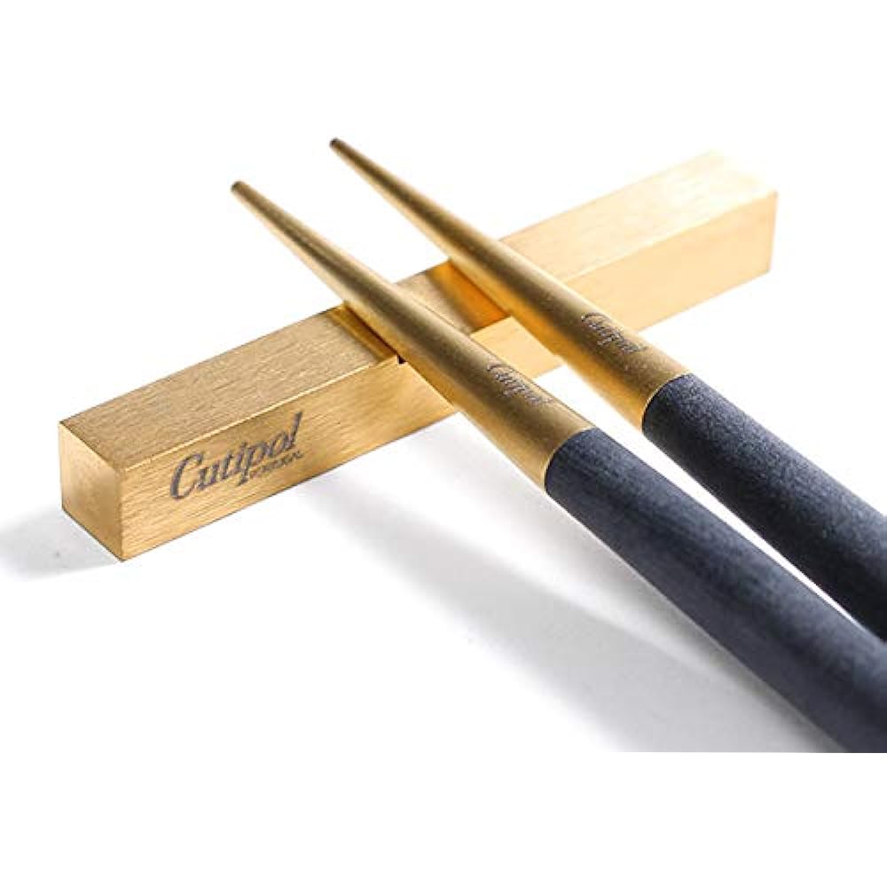Cutipol GOA Black Gold Chopsticks + Chopstick Rest Set G029G