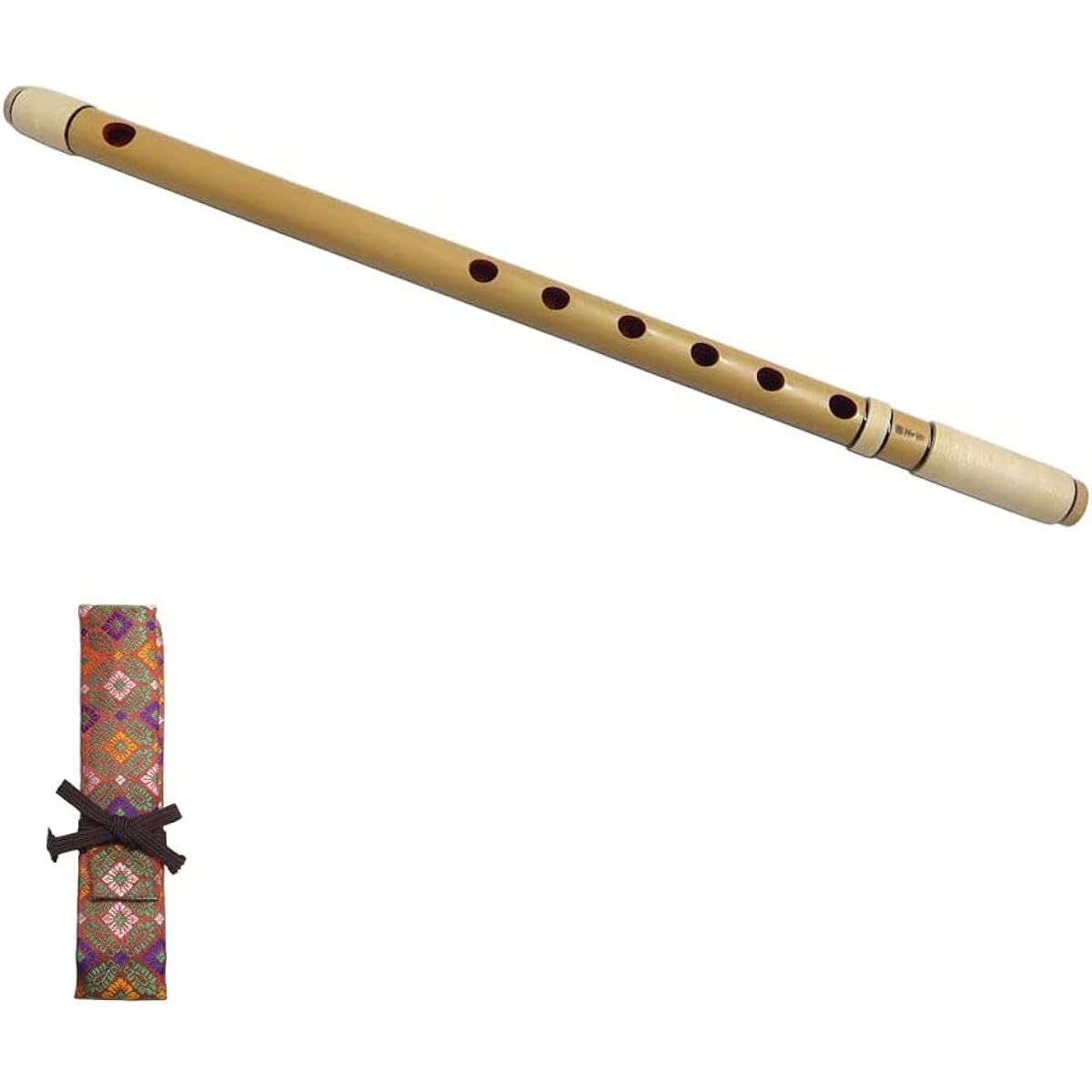 Murasakiyama Shinobue, Shishida, rattan double wrap, interior painted red, 6 holes, 6 pieces, Shinobue bag (color and pattern available) included