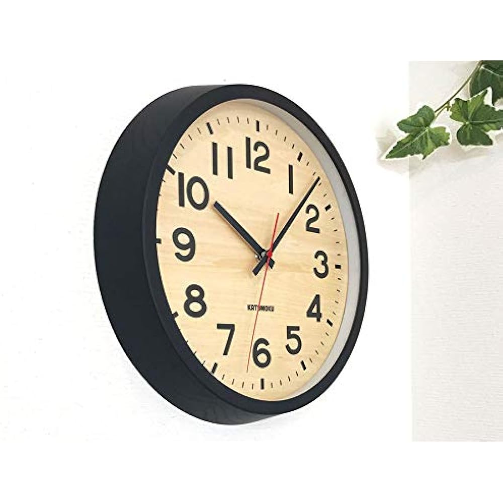 KATOMOKU Muku Clock 15 Black Radio Controlled Clock Continuous Second Hand km-107BLRC φ306mm (Radio Controlled Clock)