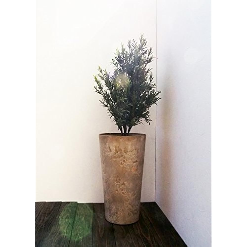 Green Pot Art Stone Tall Round Φ28cm Beige AS-120123