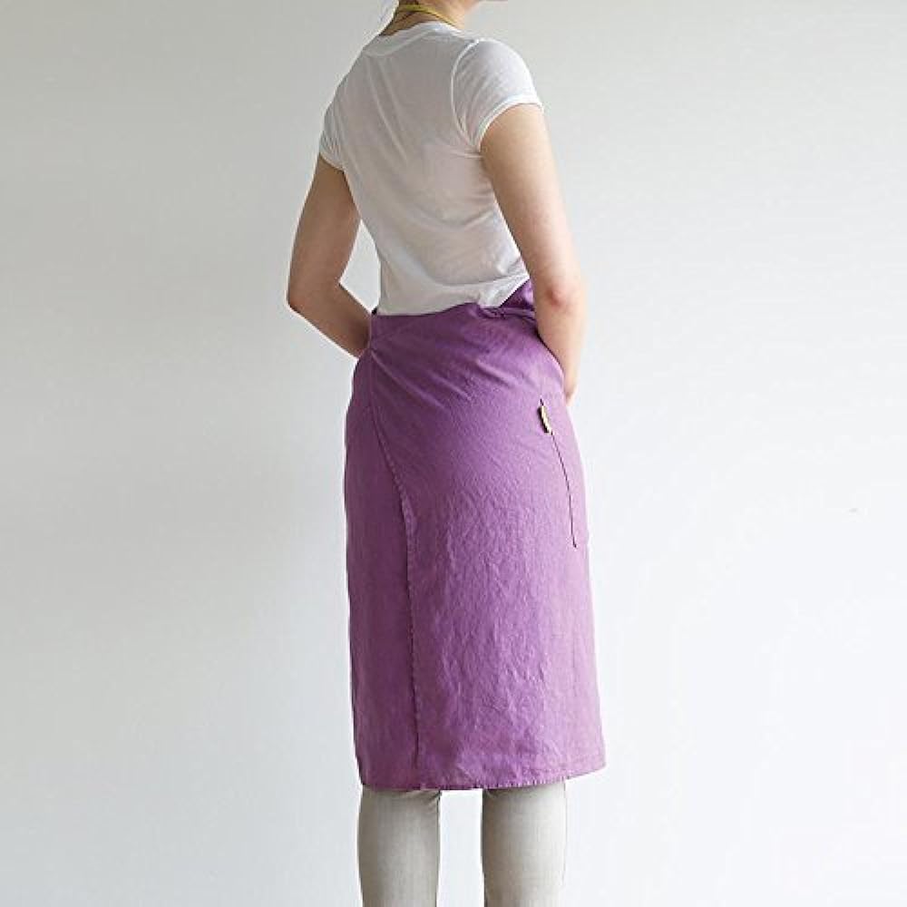 Linen full apron Mira <Early Purple> A289 [Lino e Lina/Lino e Lina]