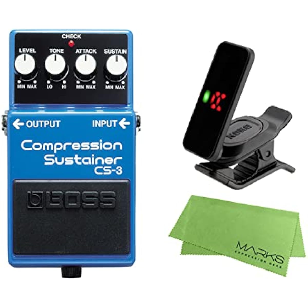 BOSS - Compression Sustainer CS-3 + KORG Pitchclip 2 PC-2 + Marks Original Cross Set