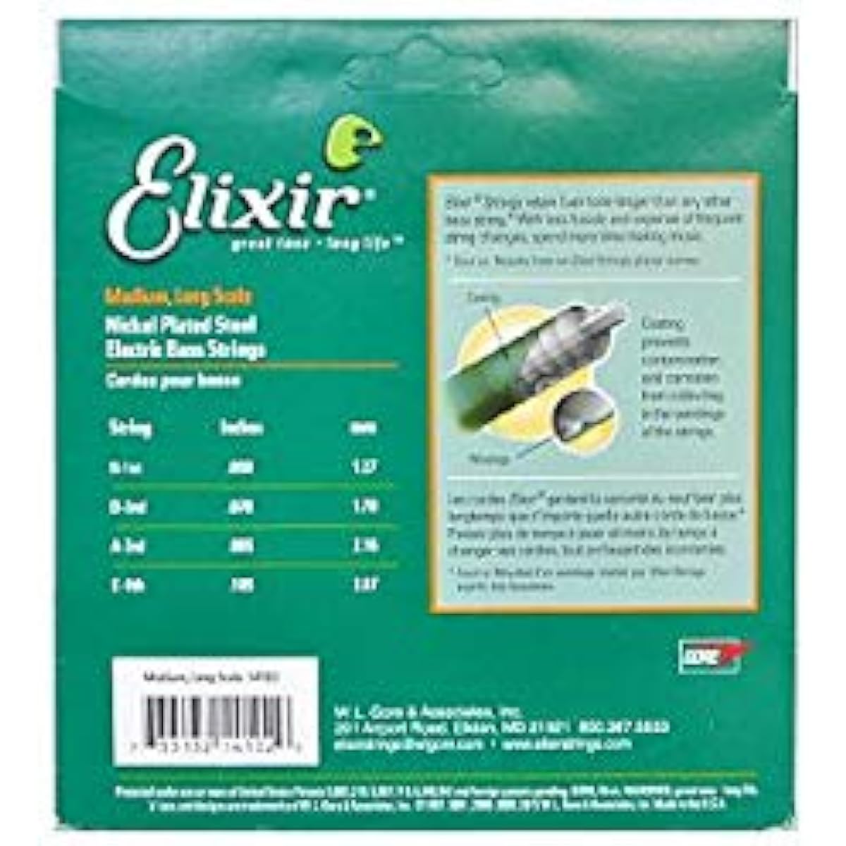 ELIXIR NANOWEB Medium Long Scale Bass Strings #14102