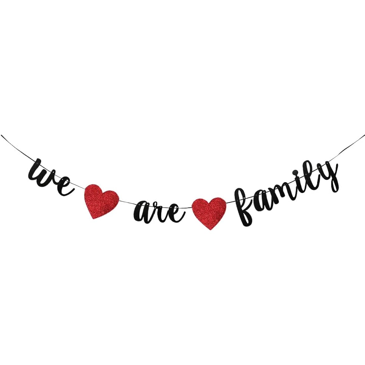 JENSENLIN We are Family Banner Black Family Party Sign Moving Party Decoration Family Reunion Party Banner Banner for Home Decor Black