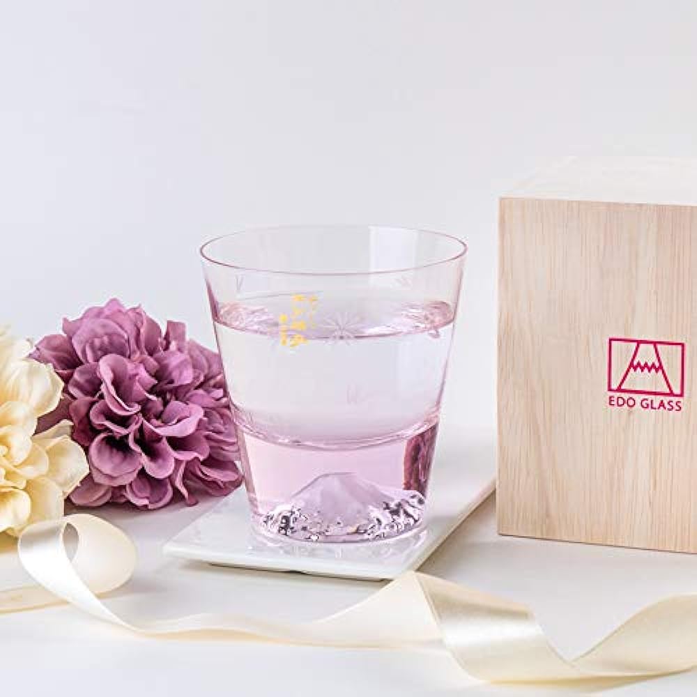 Tajima Glass, Mt. Fuji Glass, Cherry Blossom Color, Rock Glass x Gold Leaf Fuji, Cold Sake Cup, Red Gold (Cherry Blossom), Souvenir Grand Prix, Tourism Agency Commissioner's Award, Edo Glass, Mt. Fuji