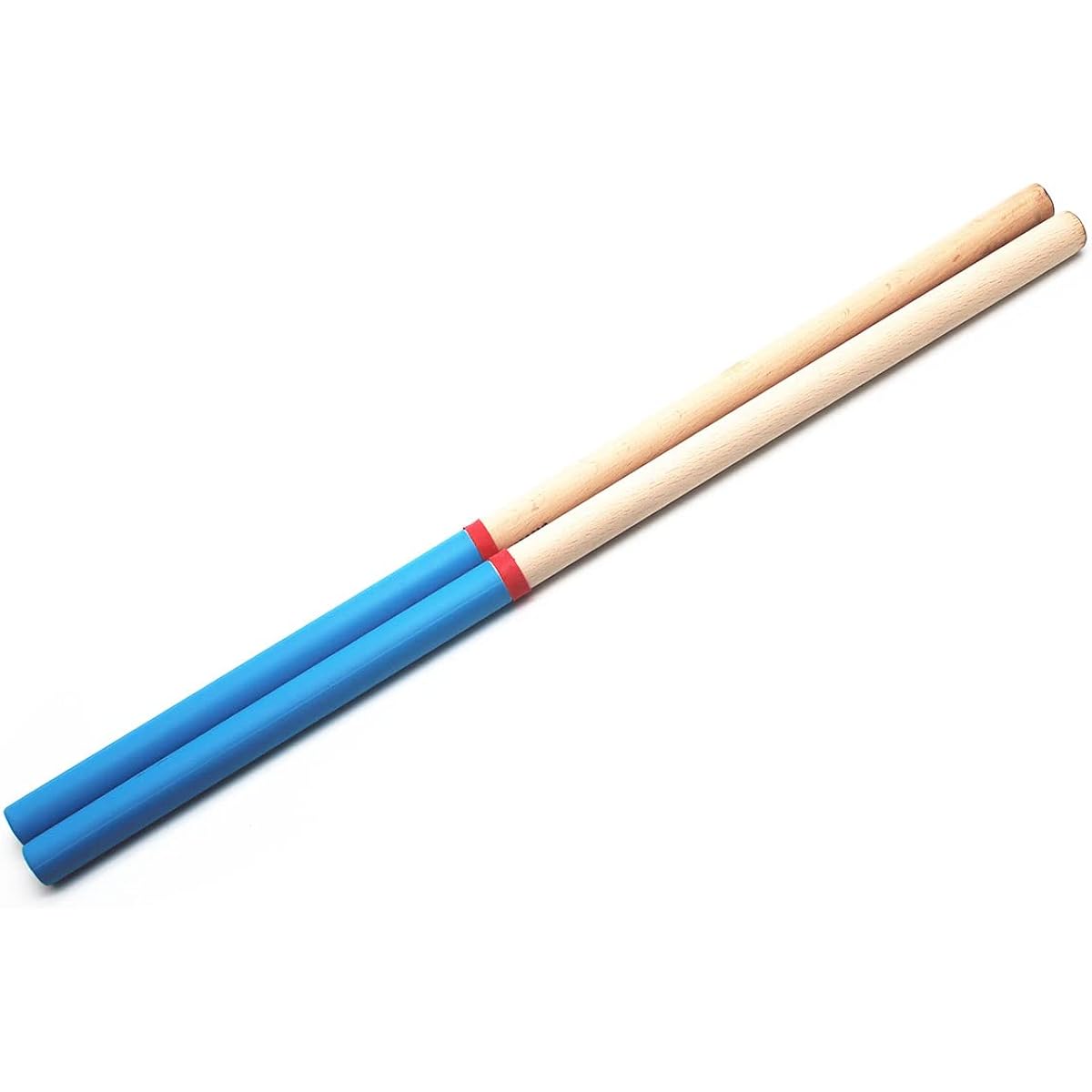 TUOREN 2Pcs Wooden Cardio Drumsticks with Non-Slip Rubber Handle Perfect for Drum Fitness Aerobics Class Exercise (Blue)
