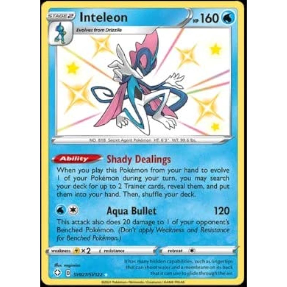 Pokemon - Inteleon SV027/SV122 - Shining Fates - Shiny Vault - Card