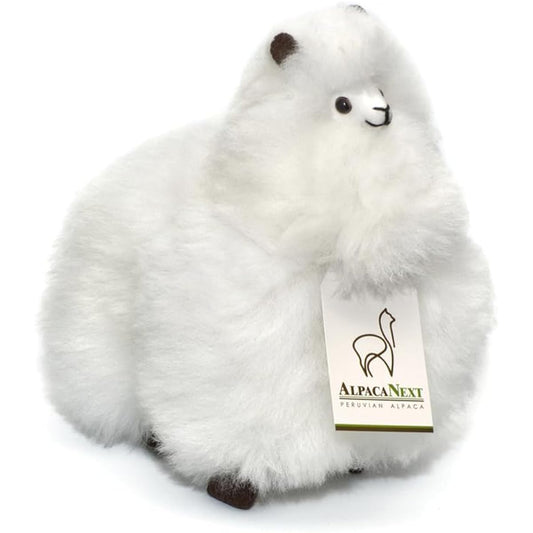 AlpacaNext - Baby Alpaca Fur Toy - Alpaca Figure - Soft and Cuddly Stuffed Animal (9-Inch, White) Eco-Friendly Alpaca Plush