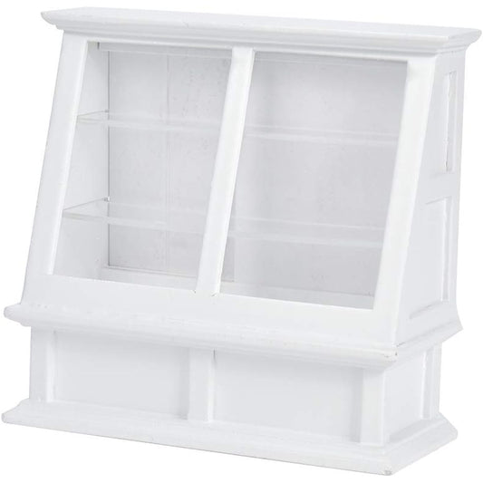 1 : 12 Dollhouse Miniature Store Cake Cabinet Decoration Mini Dollhouse Shop Food Miniature Cabinet Accessories (White)