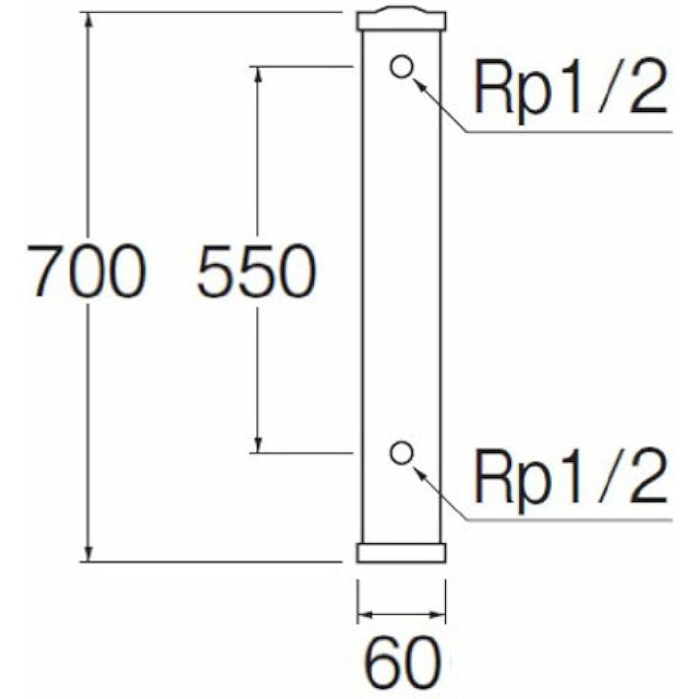 SANEI Stainless Steel Faucet Pillar For Outdoor Faucet Installation Stainless Steel Length 0.7m T800-60X700