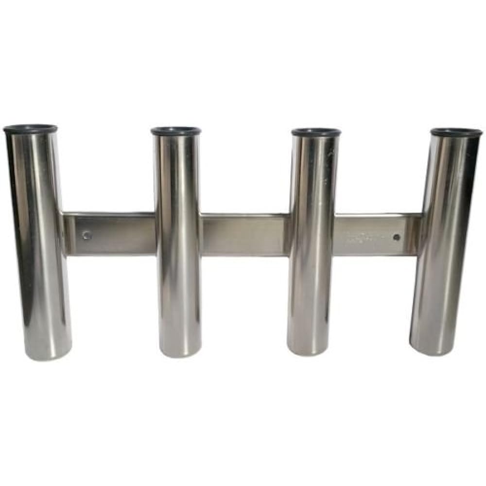 NUZAMAS Fishing Rod Holder Marine Grade Stainless Steel 4 Tube Rack Boat Yacht Side Mount Heavy Duty