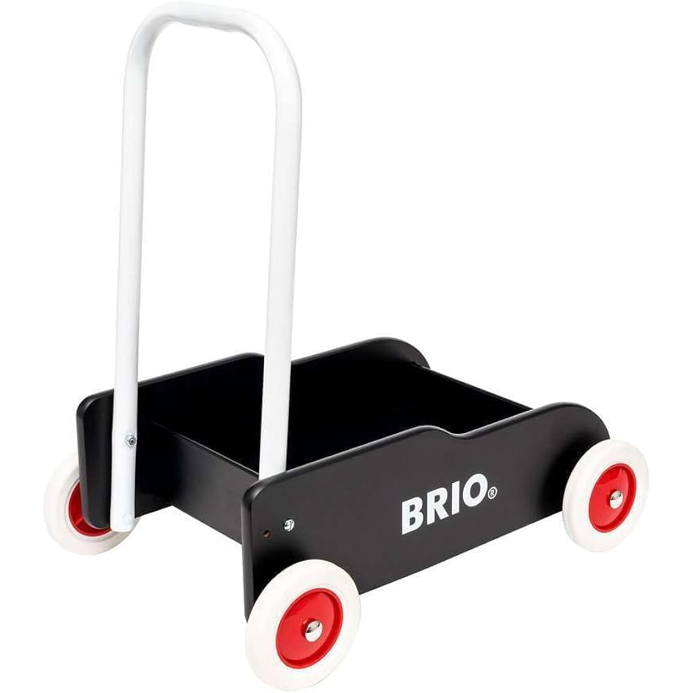 BRIO 31351 Wheelbarrow, Black, For ages 9 months and up (Katakata Wagon Toy, Wooden Toy, Educational Toy, Walking Practice)