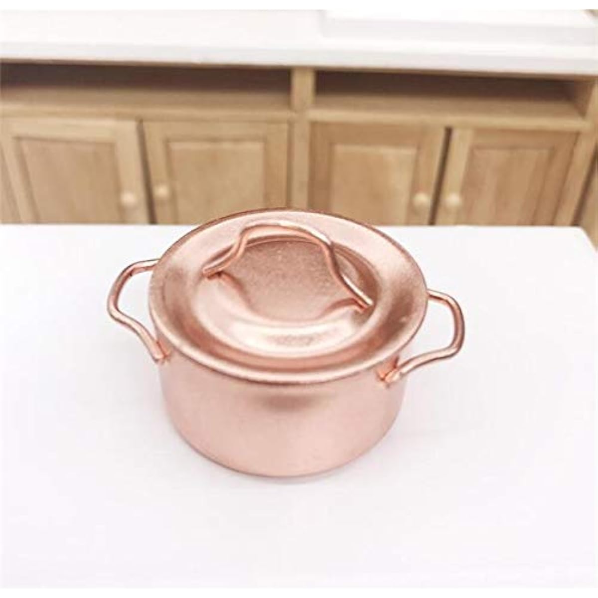 EatingBiting(R) Mini Soup Pot 1/12 Dollhouse Miniature Kitchen Copper Pot 1:12 Dollhouse Miniature Furniture Kitchen Room Soup Pot Cooking Pot Landscape Miniature Bronze Frying Pan Pot Cooking Kit