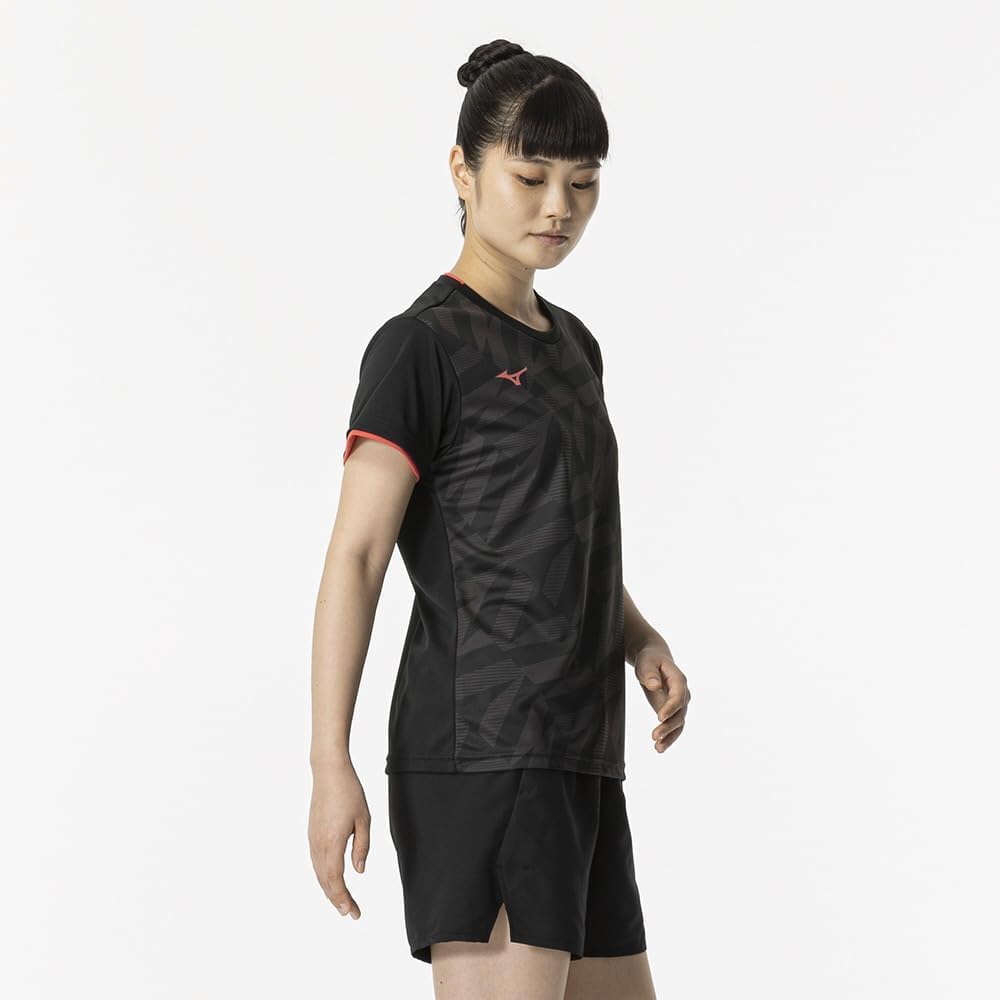 [Mizuno] Tennis Badminton Game Shirt, Short Sleeve, Sweat Absorbent, Quick Drying, Dynamotion Fit, Certified by Japan Badminton Association, 62JAB228 Women's