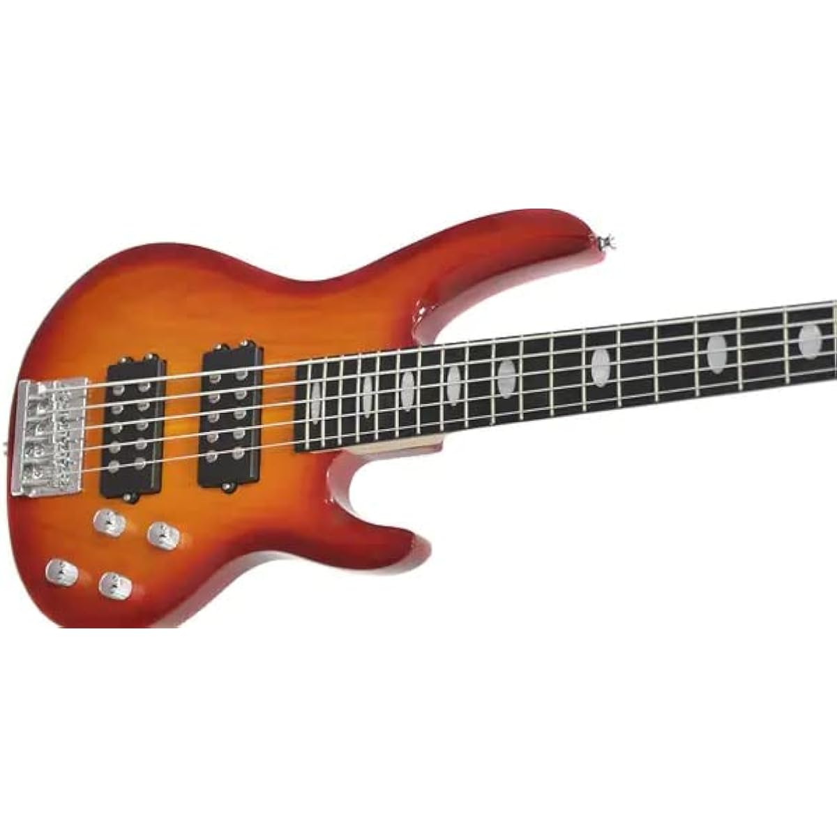 PLAYTECH 5-string active bass with 2-band equalizer and 2 humbucker pickups, Cherry Burst