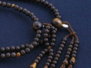 Kyoto Buddhist Altar Hayashi Prayer Beads Nichiren Buddhism Shakuni Ebony (raw sawn) with Tiger Eye Stone (for men) Formal Official [Tiger Eye] [Bead Bag Set] SM-055 Kyoto Prayer Beads