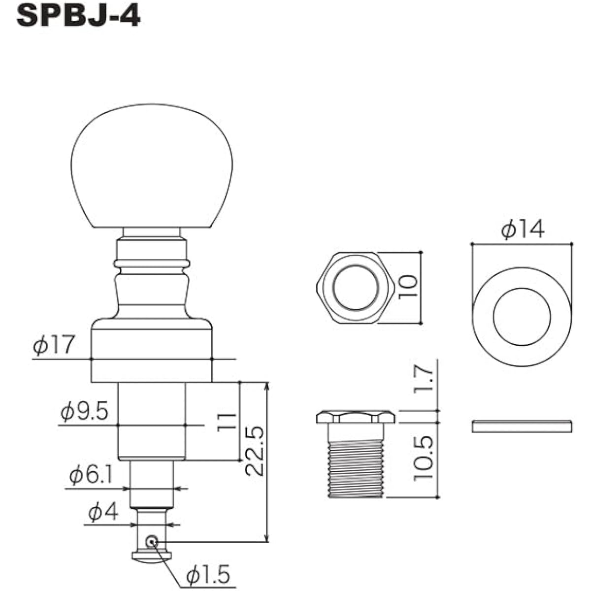 GOTOH Banjo Tuner Set 4 String SPBJ-4 AI White Button N Nickel [Includes Ebi Original Pick]