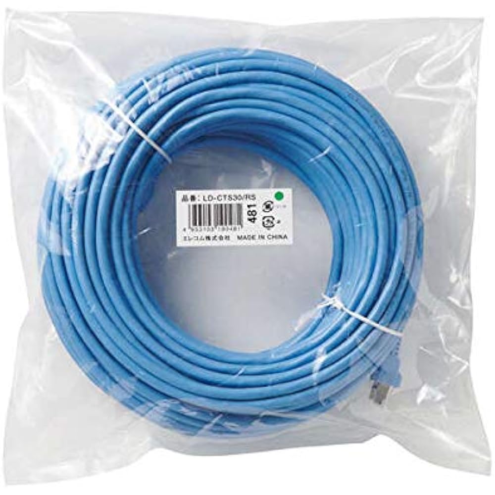 ELECOM LAN Cable 30m STP (Noise Resistant Shielding) RoHS Directive Compliant CAT5e Blue LD-CTS30/RS