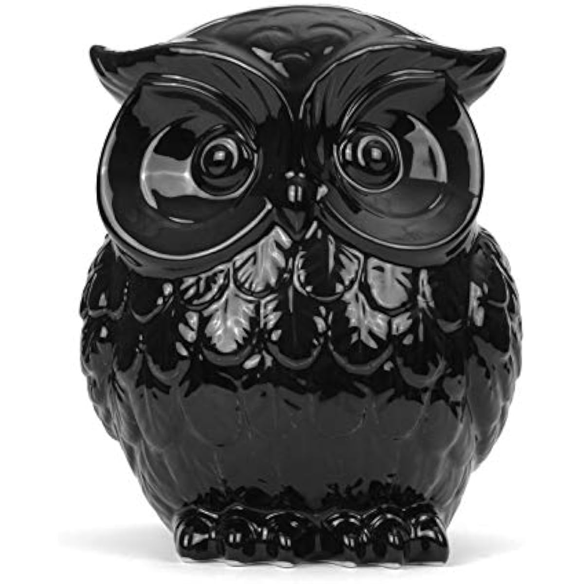 Milltown Merchants Trade; Owl Figurine - Ceramic Owl - Owl Decor - Ceramic Owl Statue (Large) - 7.5" - Modern Owl Home Decor Black