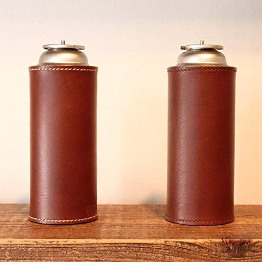 What will be will be Gas Cylinder Cassette Gas CB Can Handmade Genuine Leather Cover Cassette Cylinder Stylish Outdoor Camping Equipment Color (Light Brown) Stitching (Light Brown)