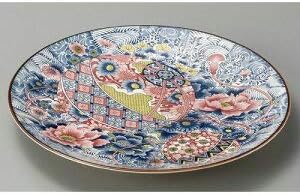 Set of 10 Banko Ware Large Plate Temari Peony 12.0 Large Plate [365 x 45mm] Earthenware Japanese tableware for inns, restaurants, restaurants, commercial use