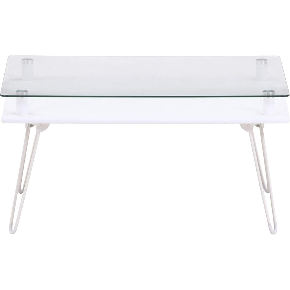 Fuji Boeki Display Low Table Width 70cm White Tempered Glass Claris 84483