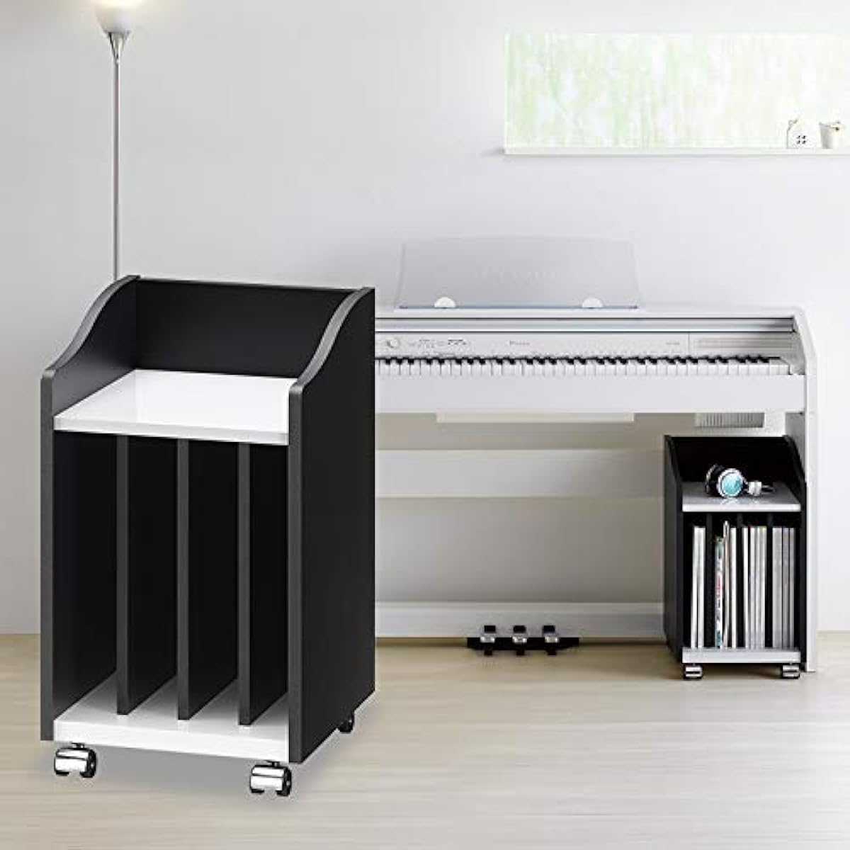 Piano cart for textbooks, sheet music, practice notebooks, casters, side rack, A4, cart, next to piano, next to bed, next to desk, ready-made, A4 storage, vertical, bookshelf, rack, cart, digital piano, storage, small item storage