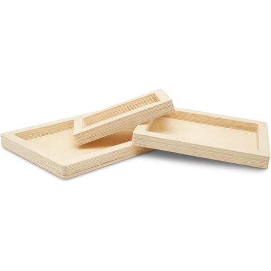 Woodpeckers 3 Piece Small Rectangular Nesting Trays Set - Blank Wooden Canvas for Crafts, Resin Art Substrate for DIY Craft Trays