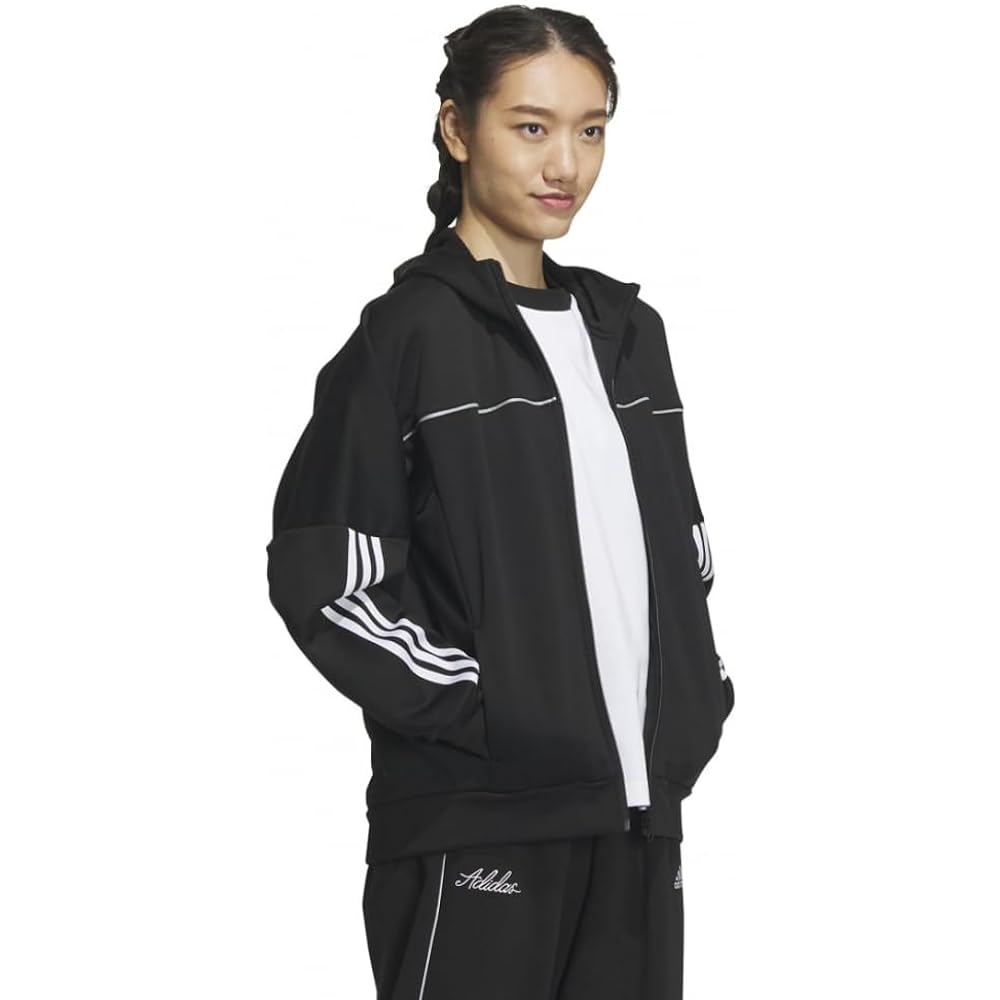 Adidas KNV55 Women's Sweatshirt, Parka, Seasonal Sportswear, Loose Fit, Fleece, Full Zip, Hoodie Jacket