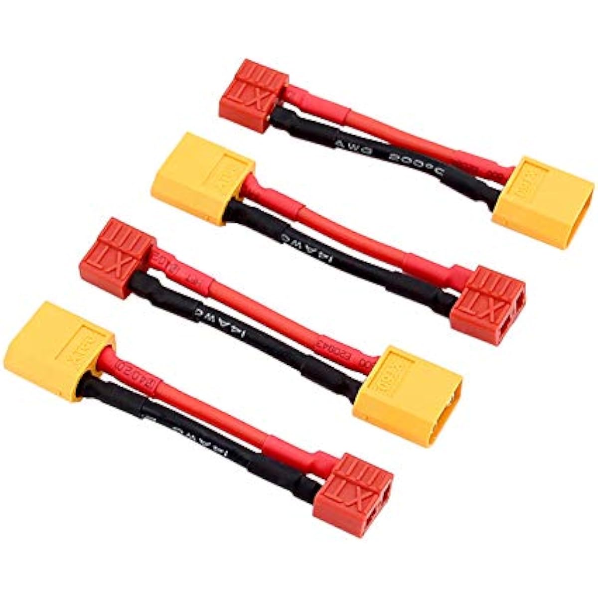 4pcs XT60 Male to Deans T-Plug Female Connector Lead Adapter Cable 14awg 5cm for RC Lipo(BDHI-64)