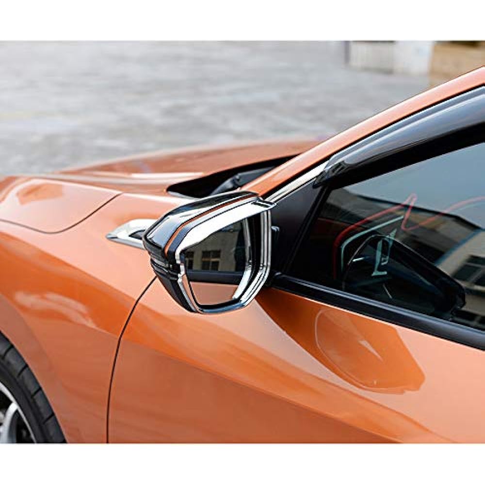 Wellvie Honda New Civic Door Mirror Visor Accessories Plated Mirror Finish Car Supplies Dress Up Exterior Parts Car Parts Designed for Vehicle Models Rain Cover (Set of 2 Left and Right)