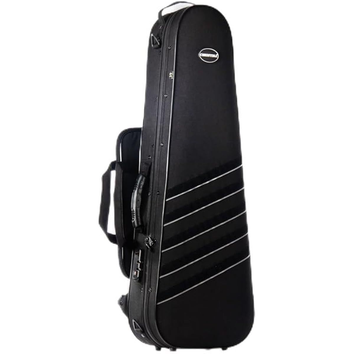 Christina 4/4 Full Size Violin Triangle Canvas Oxford Case with Built-in Hygrometer, Lock and Shoulder Belt or Strap (Black)