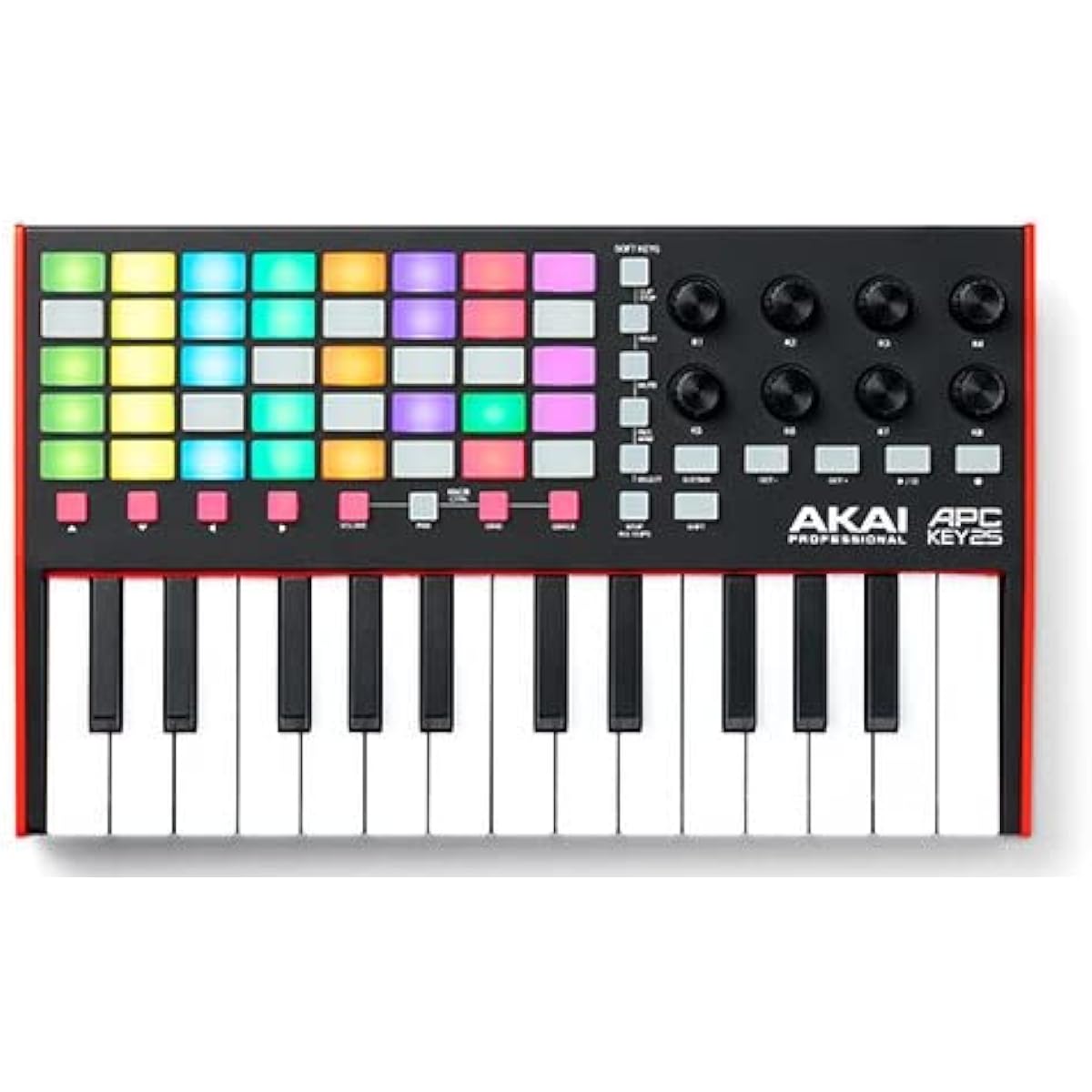 Akai Professional USB MIDI Keyboard Controller 25 Keys with 40 RGB Pads and 8 Rotary Knobs, Ableton Live Lite Included, APC Key 25 MK2, Black