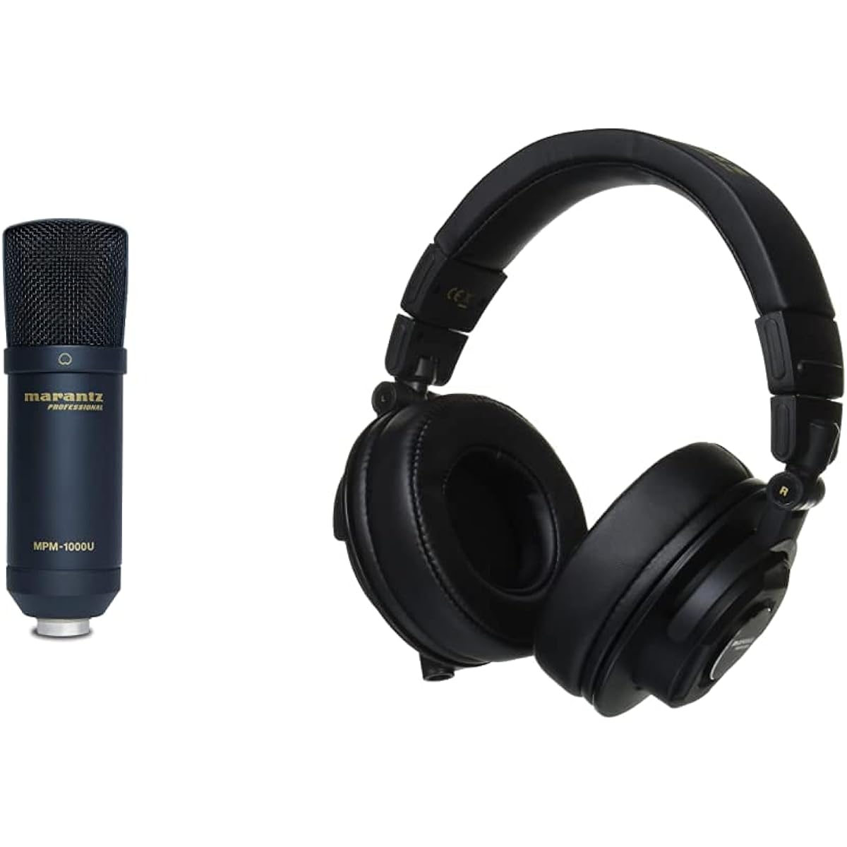 [Set] Marantz Pro USB Condenser Microphone MPM1000U & Closed Monitor Headphones MPH-2 for Working from Home, Live Broadcasts, Recording, and Podcasts