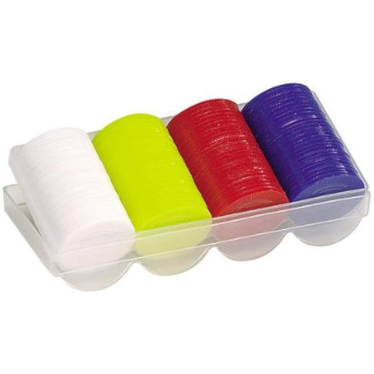 CHH POKER Chips Plastic Chips Set of 100 Red Blue White Yellow Reusable Chip Tray Chip Rack with Lid (#2701)