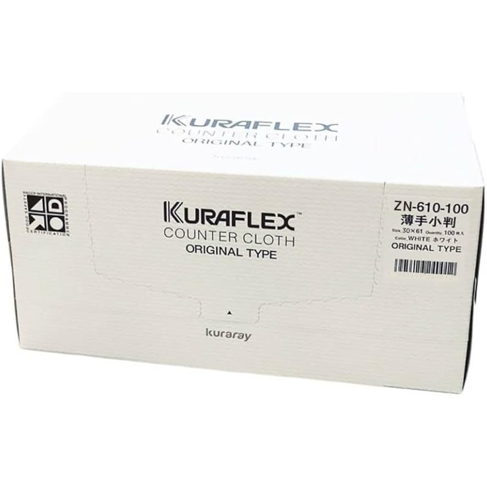 Kuraray Kuraflex Counter Cloth ZN-610-100 100 pieces (sold in 6 box cases) 100% rayon non-woven fabric thin 30 x 61 cm White