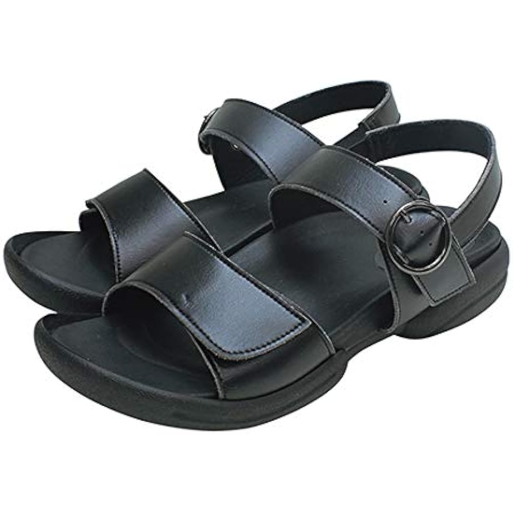 [Regetta] Flat Sandals RW-1014 Women's Office Nurse Sandals Back Belt Velcro Adjustable Low Heel High Instep Easy to Walk Easy to Wear Less Fatigue No Pain Made in Japan
