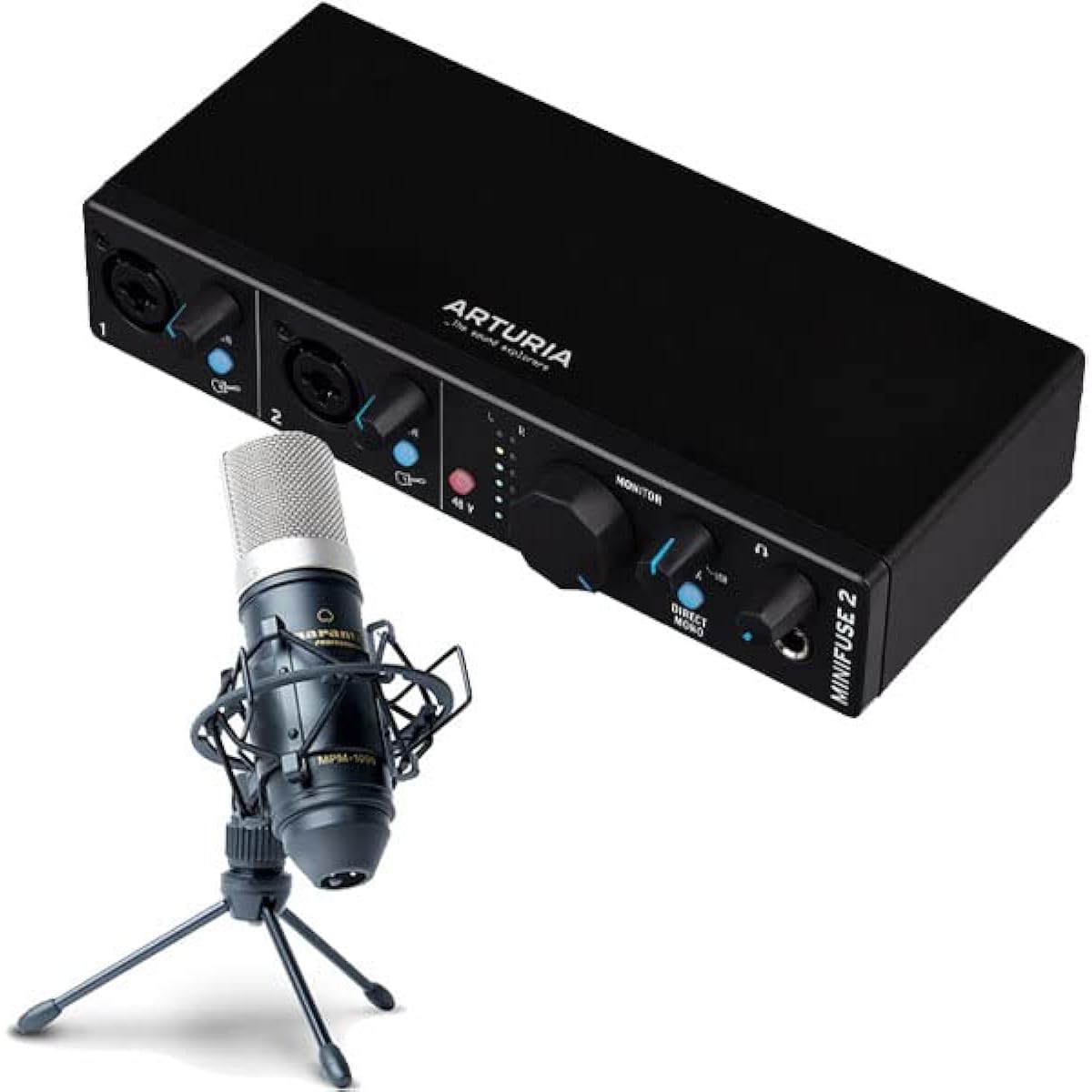 Arturia Audio Interface MiniFuse2 Black (2in2out) + Condenser Microphone MPM1000 Set