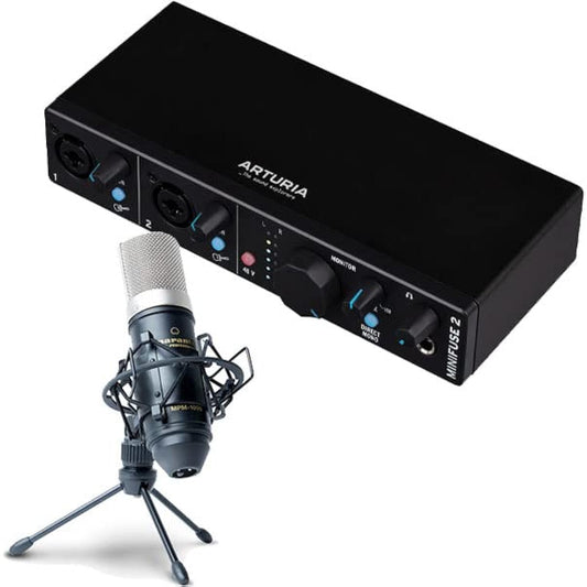 Arturia Audio Interface MiniFuse2 Black (2in2out) + Condenser Microphone MPM1000 Set