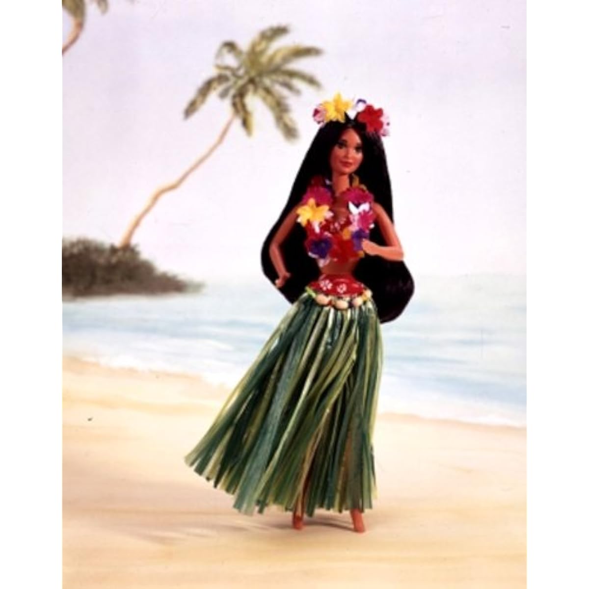 Mattel Year 1994 Barbie "Dolls of the World Collection" Series 30cm Doll - Polynesian Barbie Doll with Top, Grass Skirt, Hairbrush, Flower Lei, Hair Wreath, Ring and Doll Stand Mattel [Special Edition]