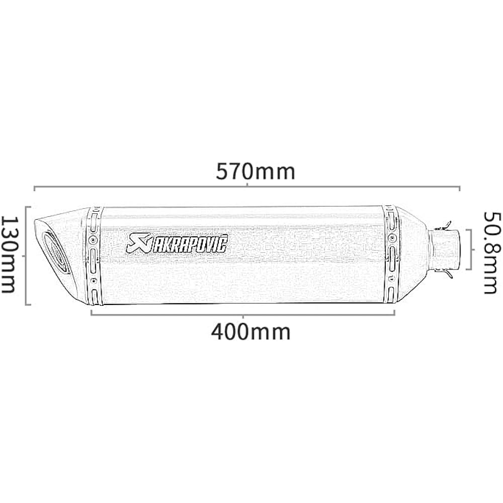 Motorcycle Bike Silencer Slip-on Muffler Bike Muffler General Purpose Inlet 50.8mm Length 570mm Body Diameter 130mm